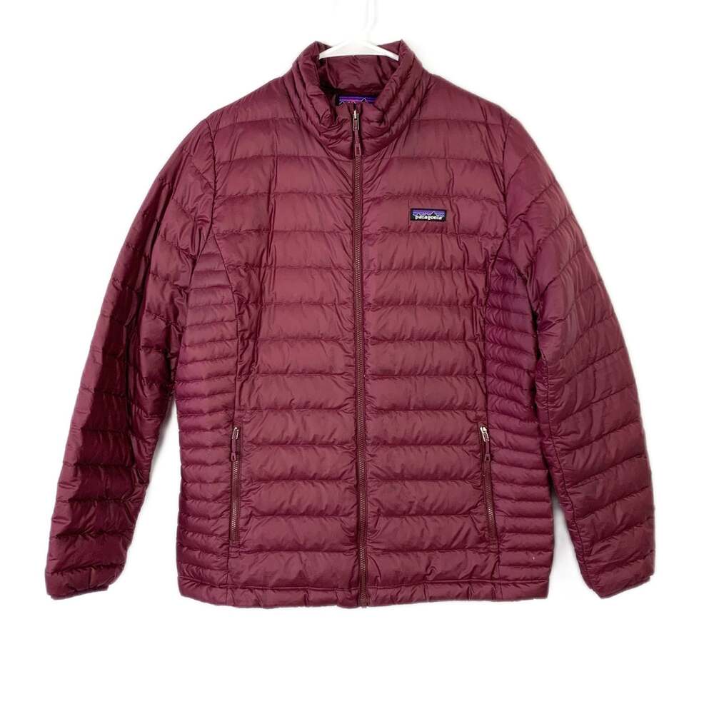 Patagonia Women's Burgundy Puffer Jacket Full Zip Insulated Activewear Size XL